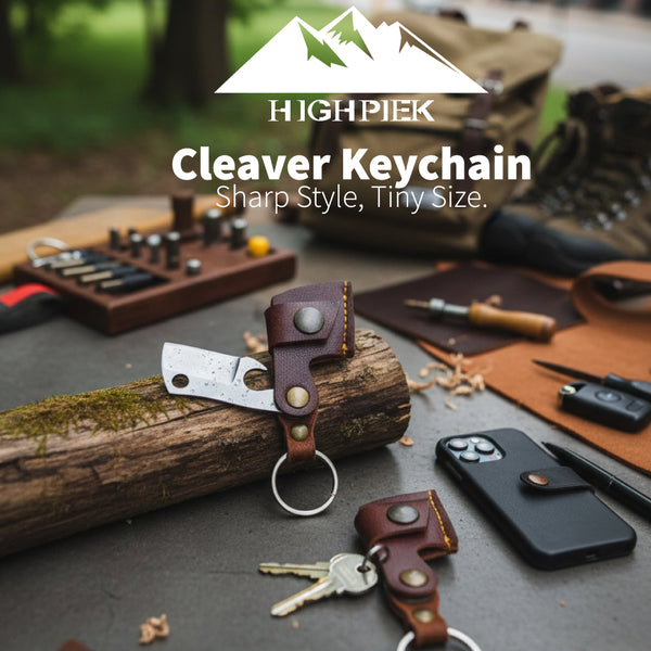 Handgemaakte Leren Sleutelhanger en Mini Mes